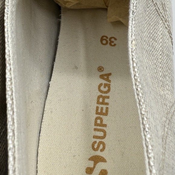 HTF Rare Superga Rope Platform Espadrille Champagne Metallic Linen Sz 8 - Picture 7 of 10